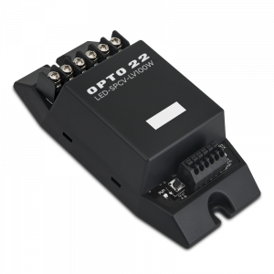 The compact Network LED Dimmer, a solid-state and networkable device, uses pulse width modulation (PWM) to control LED brightness (0 to 100%) for 9 to 30 Vdc constant voltage LED lighting assemblies such as lamps, bulbs, strips, ropes, and bars.