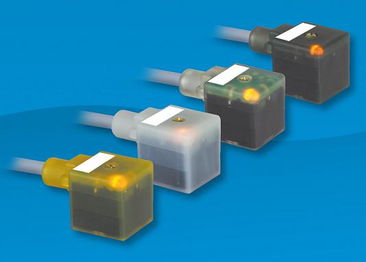 Overmolded valve plug cordsets conform to the EN 17 5301-803 standard (replacing DIN 43650) for electrical connectors, which service hydraulic and pneumatic solenoid valves as well as pressure sensors.