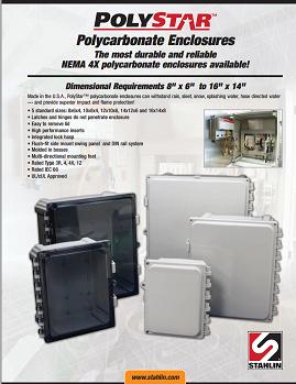 Stahlin Non-Metallic Enclosures, manufacturer of the world's most frequently specified fiberglass enclosure products, has made the datasheet for PolyStar Polycarbonate Enclosures.