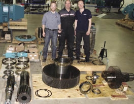 A Romax team takes a break during a gearbox disassembly and investigation.