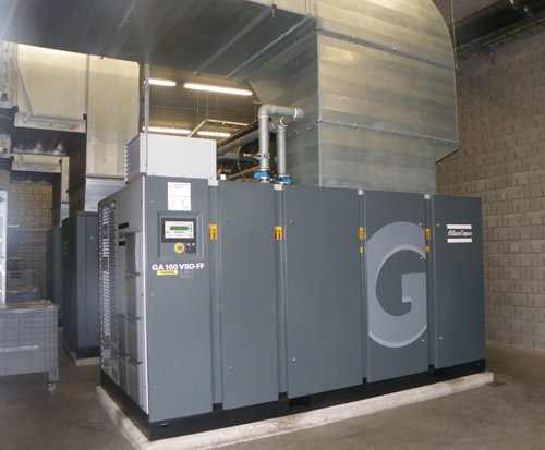 Atlas Copco GA 160 VSD FF oil-injected rotary screw compressors help ZF Wind Power save installation, electricity, and service costs.