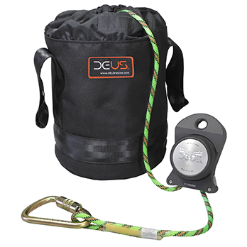 For wind, electrical or utility tower technicians, or anyone who works at heights, the DEUS Tower Escape Kit is the answer for quick, easy escape, and safe, hands-free descent using the DEUS 3300 controlled descent device. It’s complete, pre-rigged and ready to use in seconds. Plus, at just 12 lbs (kit with 300 ft of rope), this kit is light enough to carry with you.