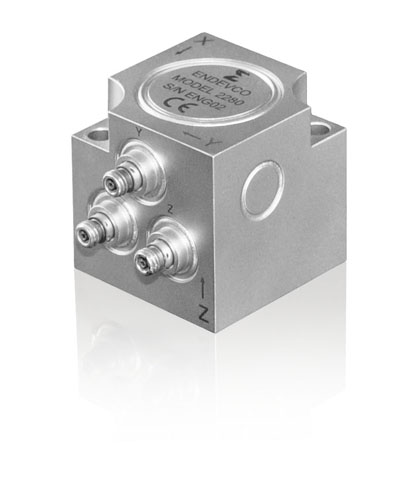 Endevco model 2280, a hermetically sealed, triaxial, piezoelectric charge output accelerometer with high-temperature operation to +482 degrees C 