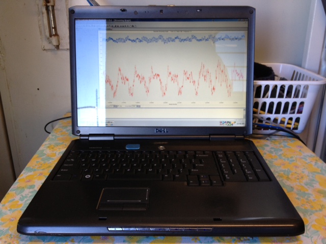 A small horse-trailer turned office serves as a base-of-operations. Inside, researchers use a computer to detect the performance of the turbine and a countless number of tweaks the group has made since beginning this project.