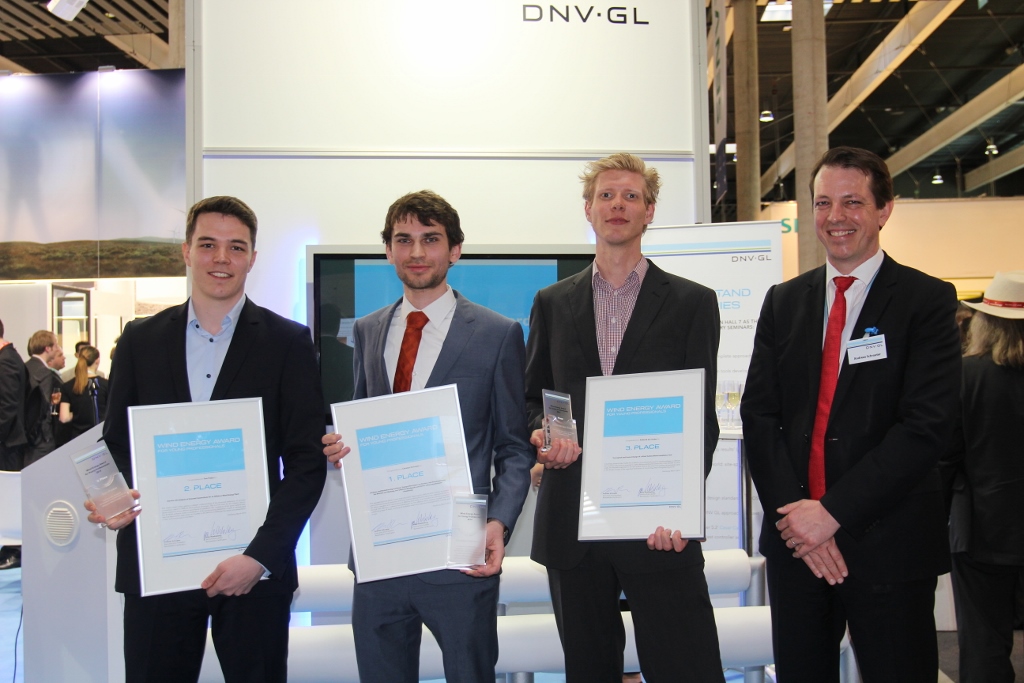 (From left to right) Tom Probst (second place), Christian Hermann (first place), Roderick den Ouden (third place), Executive Vice President of Renewable Certification Andreas Schröter.
