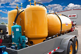 The Sage Oil Vac trailer is set up for changing wind turbine gearbox oil. 