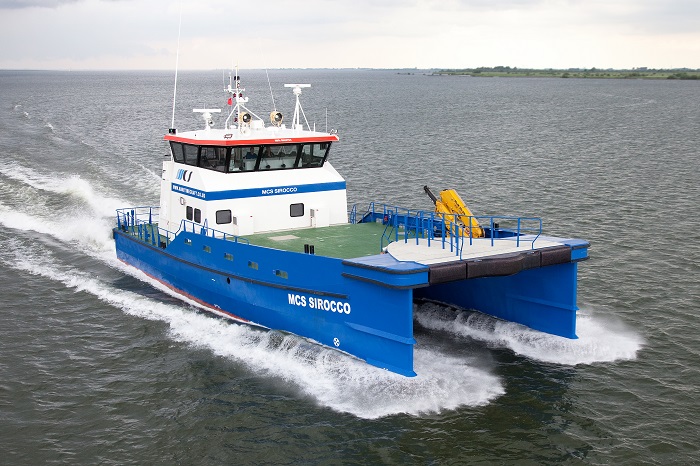 The line of Twin Axe vessels from Damen sport twin hulls for stability in rough seas and a hull design that allows fast transits, to 26 knots.