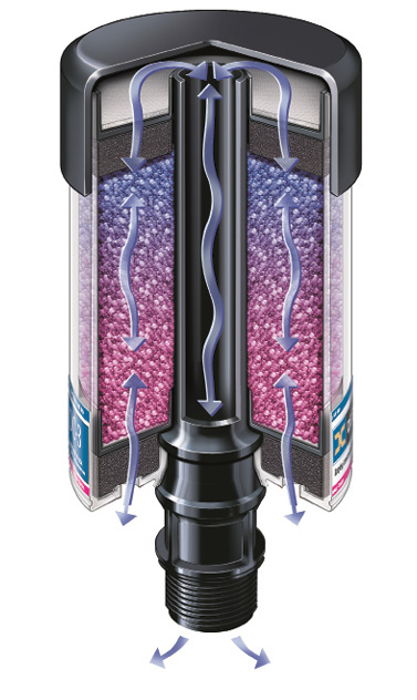 A conventional gearbox breather filter traps water entering and leaving the gearbox with a silica gel.