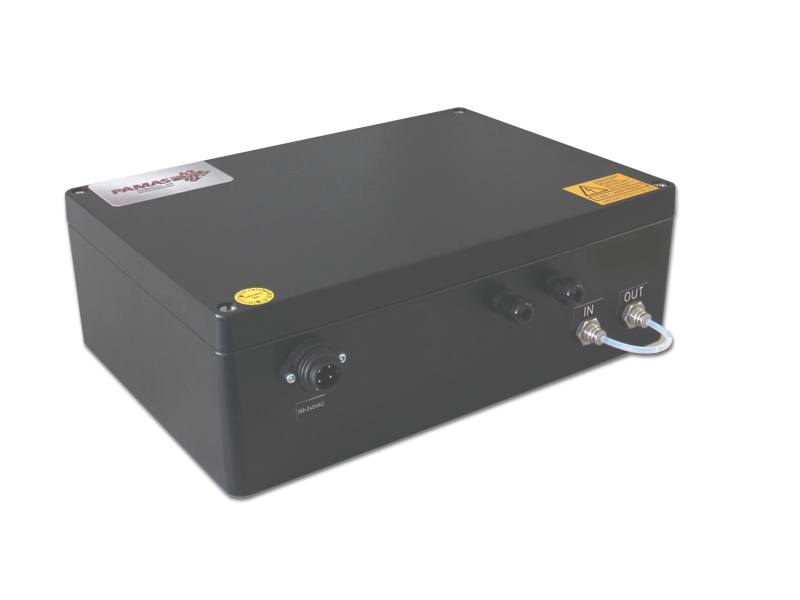 The PAMAS S50DP comes with a wear resistant ceramic piston pump for a constant flow rate of 25 ml/min at a pressure range from 0 to 6 bar. With its eight different size channels, the unit counts particles in eight size classes.