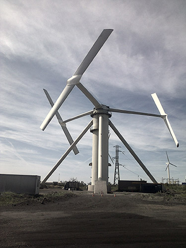 The onshore, full-size prototype has been operating at a test site near Marseilles since May, 2014, with only one level of a three-level blade system. The next stage will replace this prototype with one consisting of all three levels in 2015.