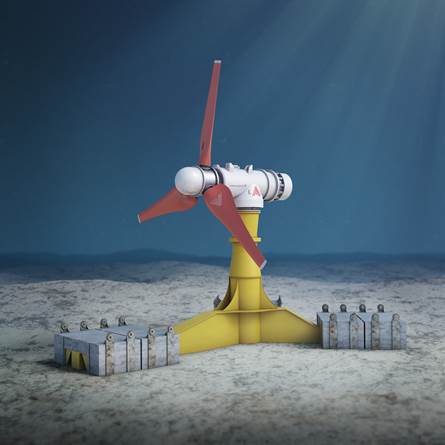 The AR1500 is an active pitch, full yaw, horizontal axis tidal turbine with a rated power output of 1.5 megawatts achieved at flow rates of three meters per second.