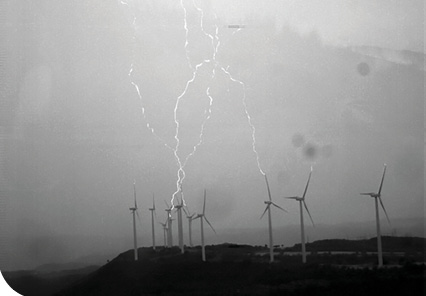 Multiple “near strikes” have occurred on the wind turbines (Photo: Polytechnic University of Catalonia in Barcelona).