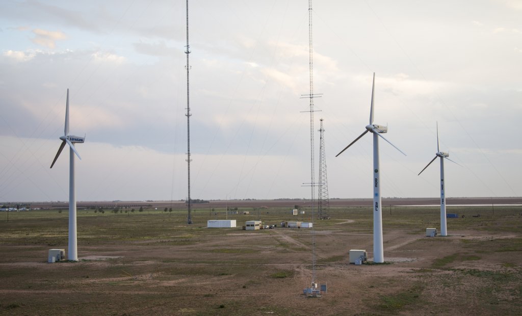 Sandia National Labs works through Texas Tech in a program called Swift for Scaled Wind Farm Technology. The three turbines (more to come) allow conducting wake studies, testing control systems, and more.