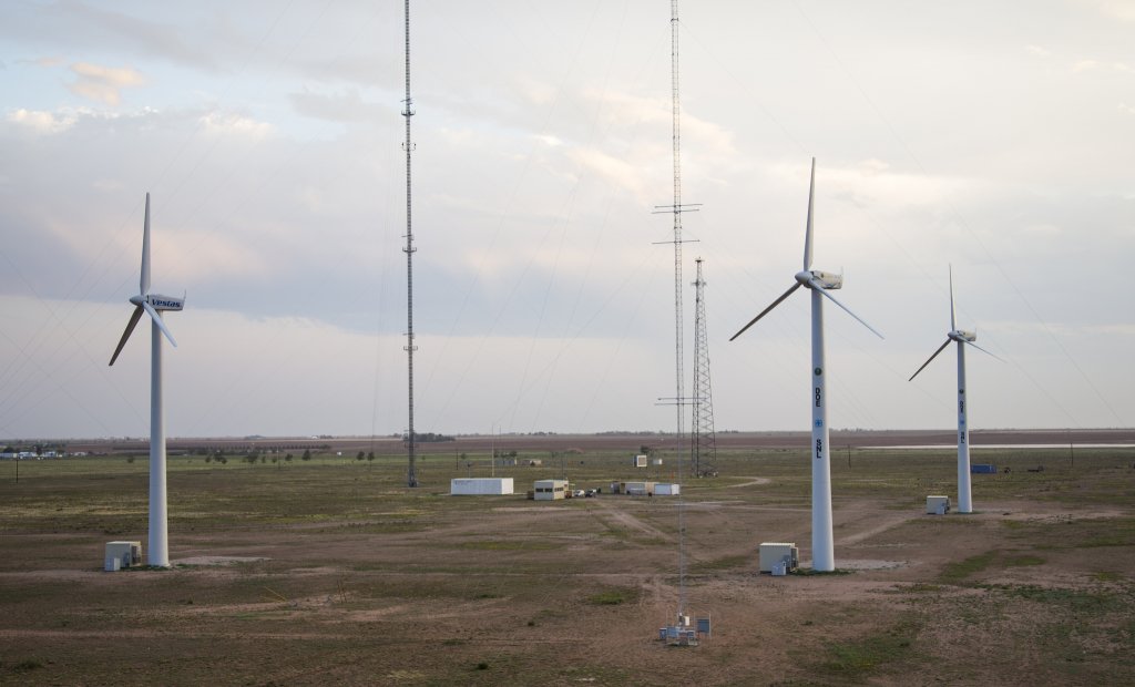 Sandia National Labs works through Texas Tech in a program called Swift for Scaled Wind Farm Technology. The three turbines (more to come) allow conducting wake studies, testing control systems, and more. 