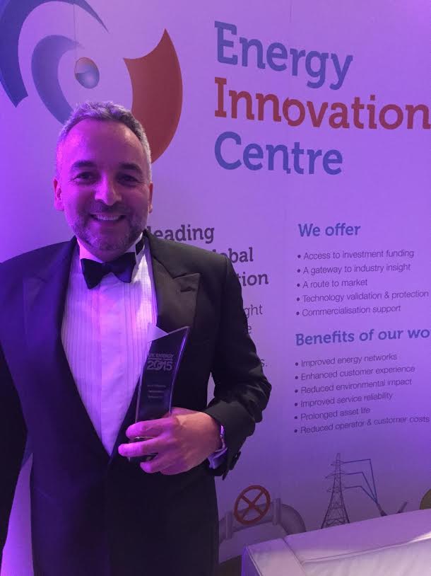 GEV Wind project director Alastair Gadney celebrating the company's award.