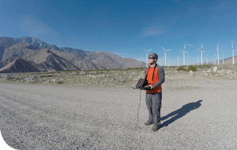 AAIR’s Grant Leaverton, the new breed of wind tech, flies a drone for a wind turbine inspection. He says that blade inspections are just the first of the services drones will provide to take cost out of wind farm O&M.