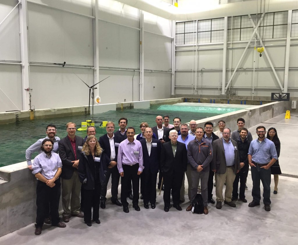 Attendees of the “Matthew R. Simmons Memorial Summit: A Technology Roadmap for Floating Offshore Wind,” at the University of Maine Advanced Structures and Composites Center on Oct 1, 2015.