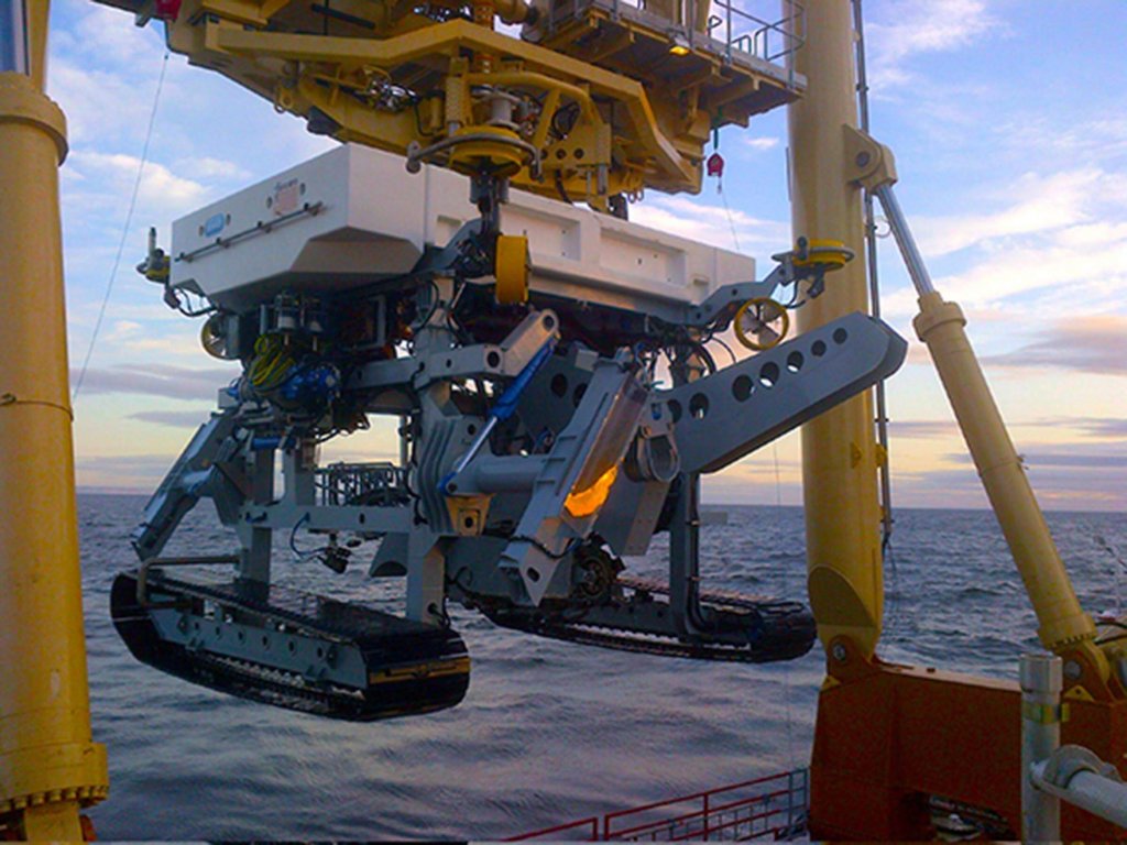 The Fugro Q1400 trenching system readies for launch for another underwater job.