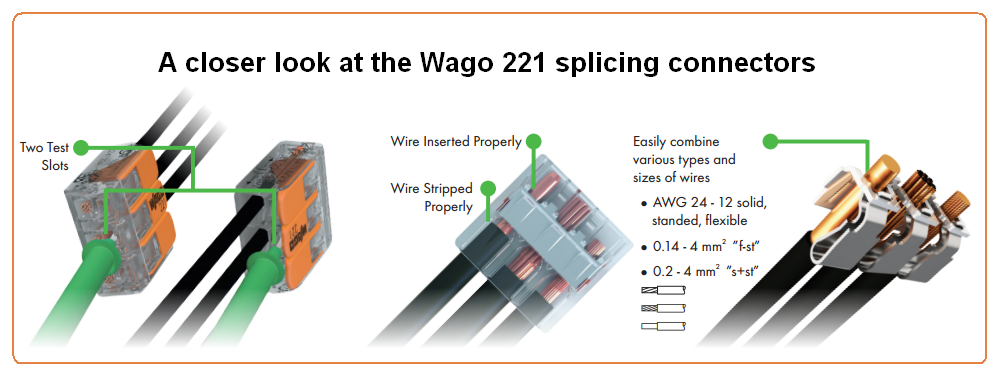 Wago 221 Series LEVER-NUTS make for fast splicing connections