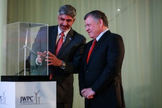 His Majesty King Abdullah II inaugurates the Tafila Wind Farm (seen with Samer Judeh Chairman of Jordan Wind Project Company) (PRNewsFoto/Advvise)