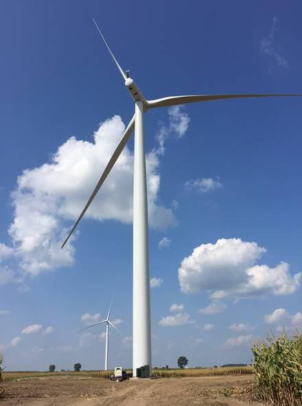 The Amazon Wind Farm fully operational. The facility will sell 100% of the electricity produced to Amazon Web Services (AWS), which will supply the electricity to the electric grids that service its datacenters.