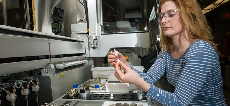 he Electrocatalysis Consortium (ElectroCat) is using national lab resources and capabilities such as Argonne National Lab's High-Throughput Research facility (pictured) and Los Alamos National Lab's multi-scale modeling techniques to develop catalysts and test their performance in fuel cells, speeding the process of discovery. Photo: Argonne National Laboratory