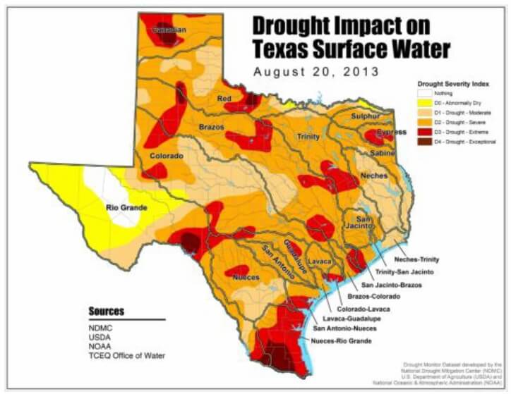 G5 Map of Texas drought
