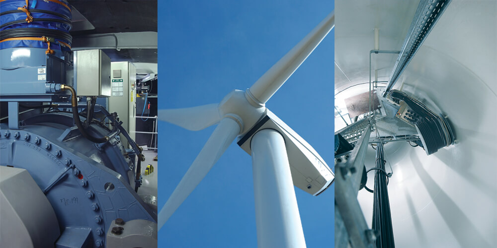 Cable performance is critical throughout an entire wind turbine. Two key areas are the nacelle, where cables must withstand exposure to extreme temperatures and lubricants, and the cable loop. Here, cables experience high levels of mechanical stress, such as torsion, from repetitive twisting as the nacelle rotates to maximize a tower’s power output.