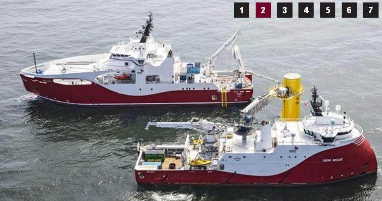 The Siem duo (Aimery and Moxie) demonstrated their advanced weather operability during this project and particularly with gangway access being completed in up to significant wave heights of 3m from the (ISV) Siem Moxie.