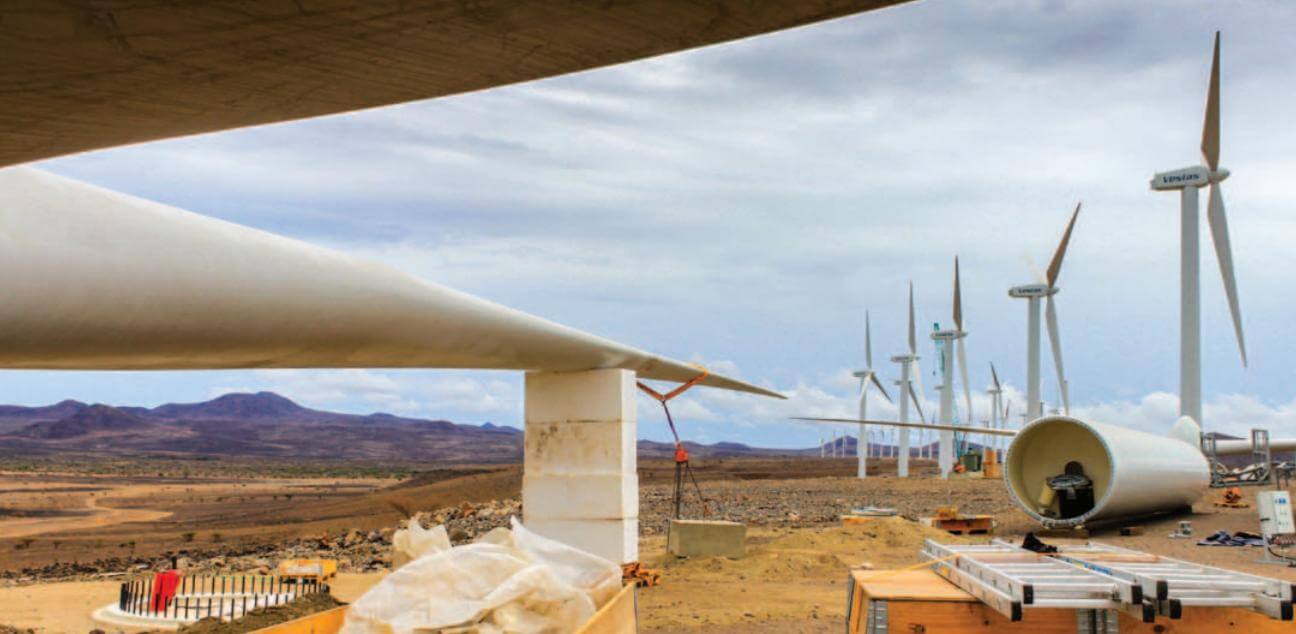 These wind turbines are being constructed at Kenya’s Lake Turkana, supported by green bond financing.