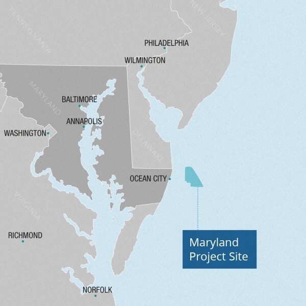 US Wind holds the lease for an exciting off-shore wind project 12 miles off the coast from Ocean City. Plans call for installing 187 total turbines in 20-30 meters of water, over approximately 80,000 acres. 