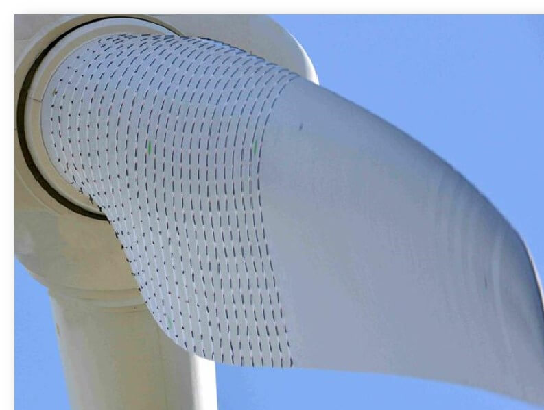 Each turbine blade has a unique shape and properties, so the position of vortex generators are customized for each blade to maximize performance. 