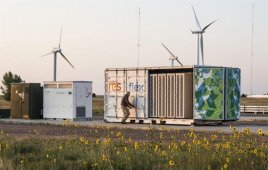 Battery storage facility with wind