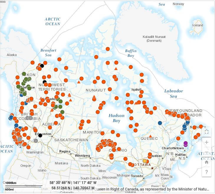 Rural map of resources in Canada