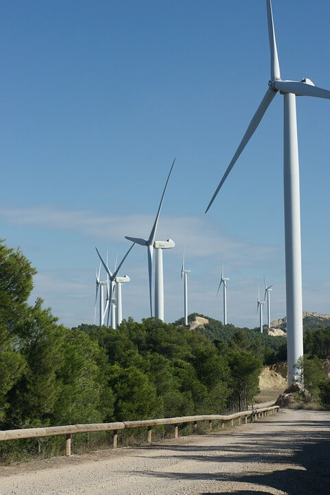 Wind farm near road