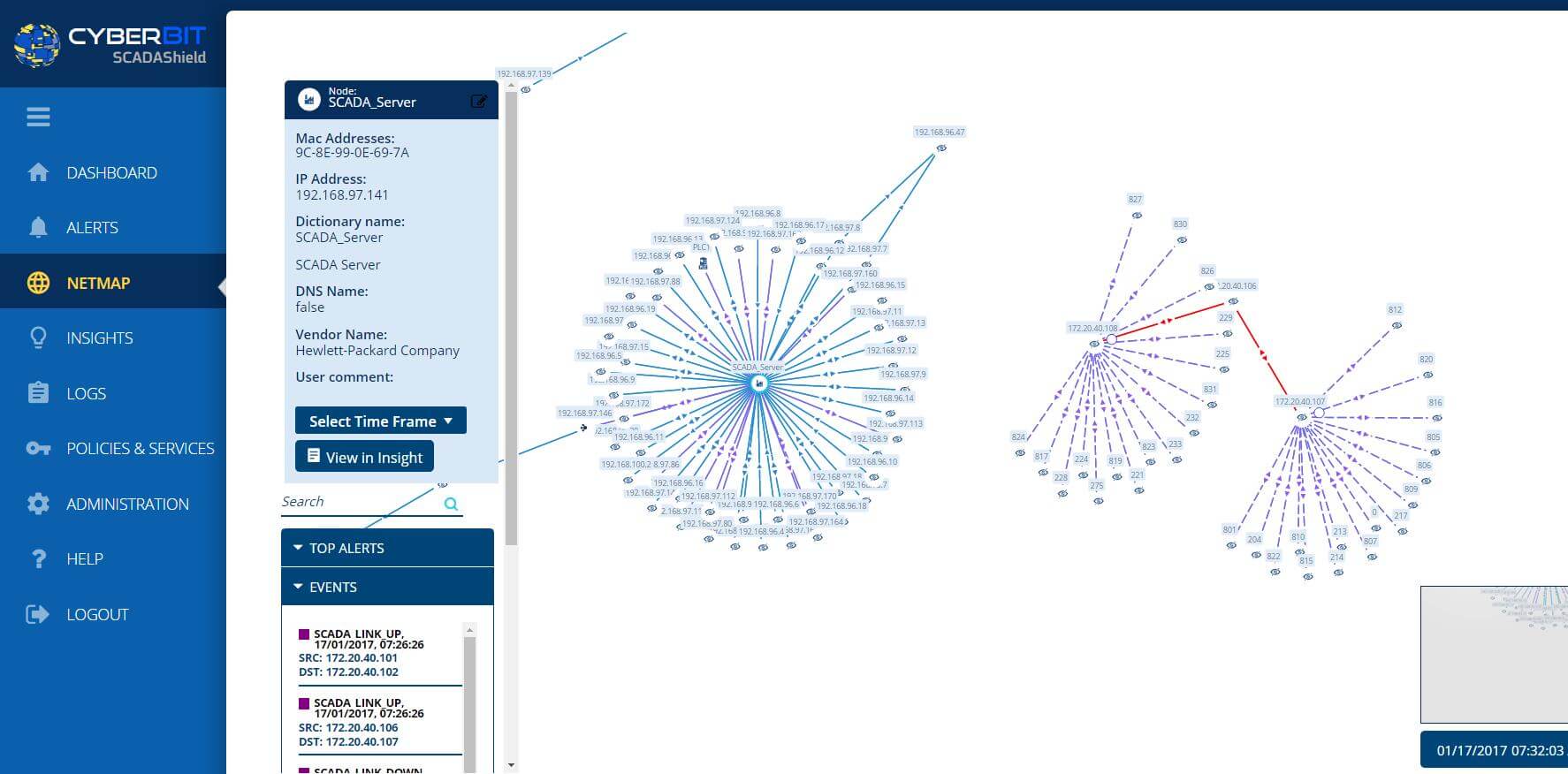 Cyberbit SCADAShield software screenshot