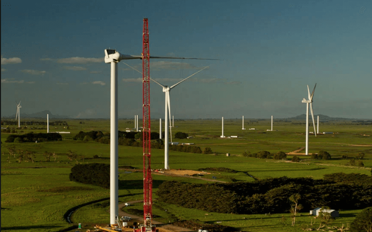 Mammoet crane at work during wind-turbine construction