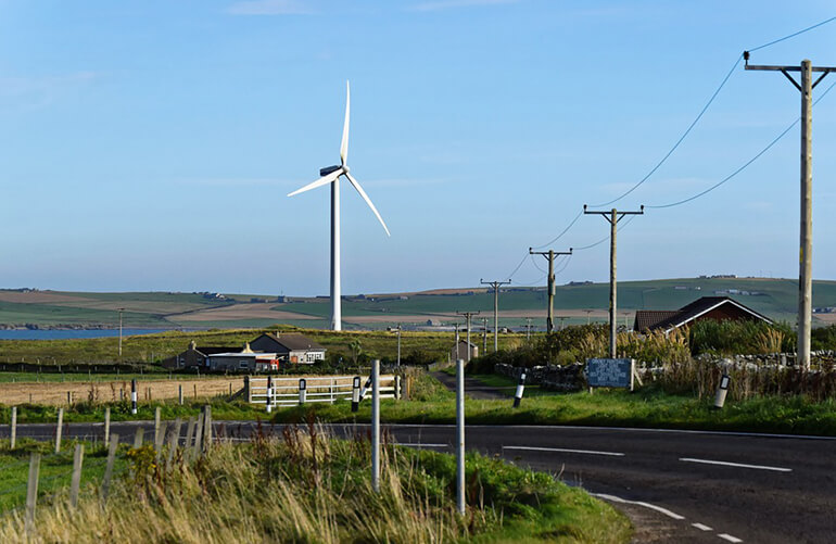 Wind turbine near transmission lines