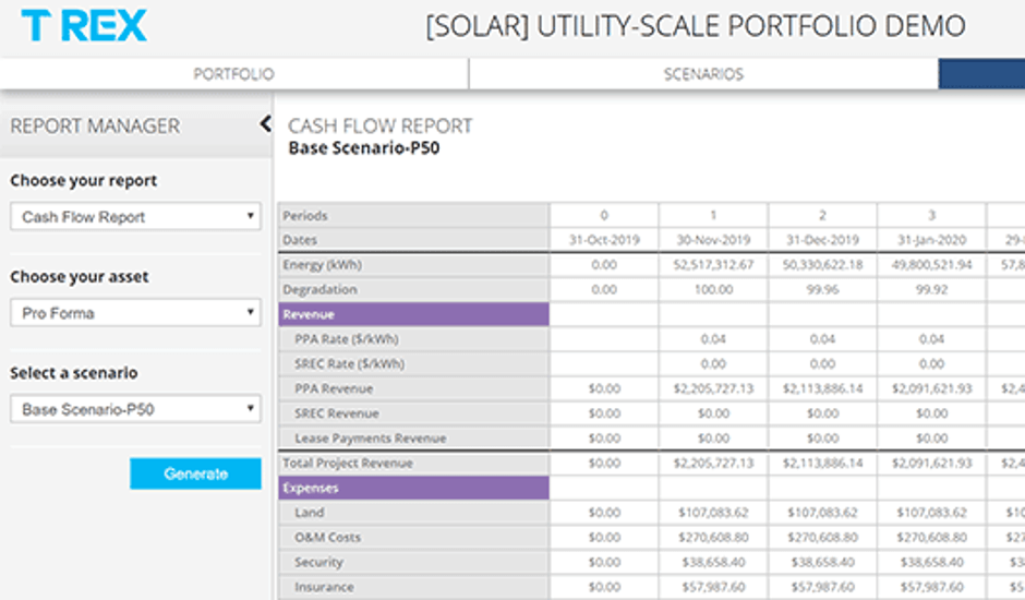 Screenshot of T-REX's financial softwar3e