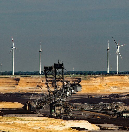 Coal plant & wind turbines