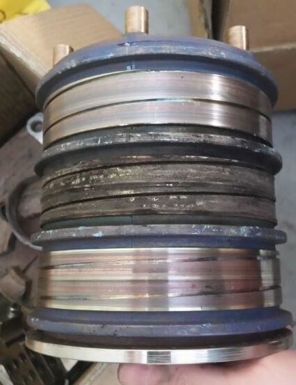 This wind-turbine slip ring suffered irreparable damage because of excessive copper brush wear.